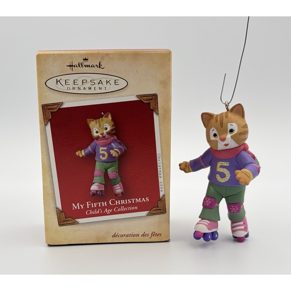Hallmark Keepsake Ornament 2004 My Fifth Christmas Rollerblading Kitten QXG5704